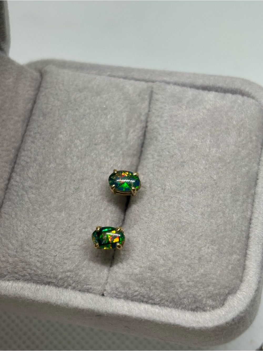10K Gold Mosaic Opal Stud Earrings